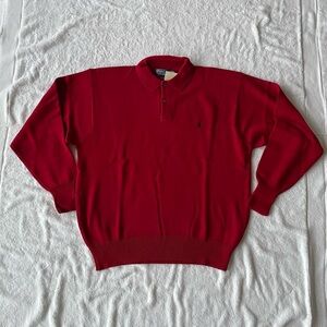 NWT 90s Vintage Mens Polo Ralph Lauren 100% Cotton Sweater, 1/4 Button Up, Sz XL